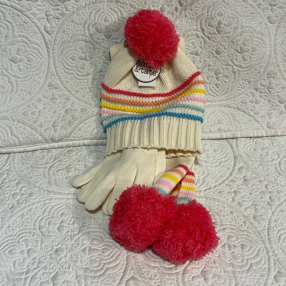 Addie & Tate 3 piece winter wear set, hat, scarf and‎ gloves, NWT